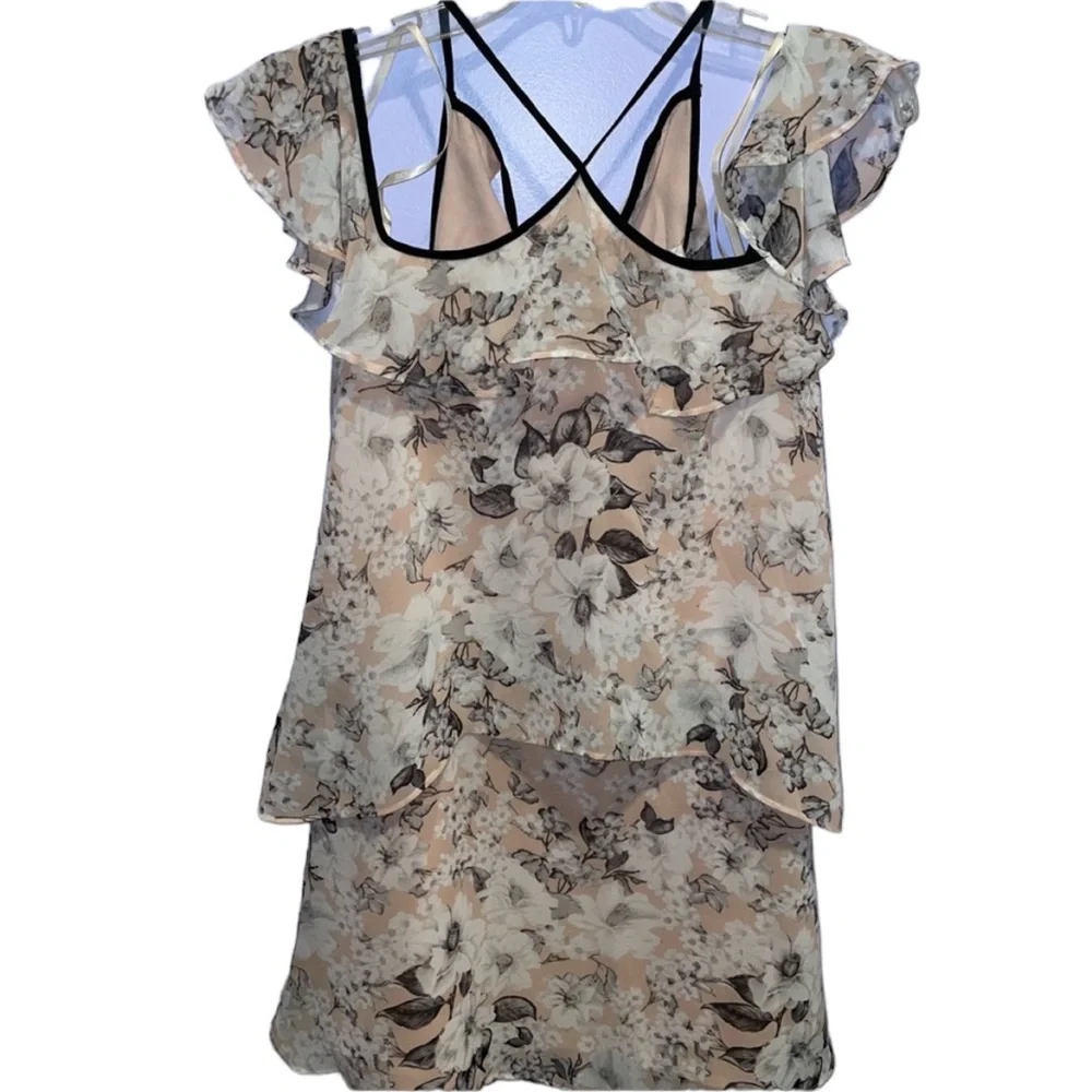 NWT BCBG Eneration - Women’s XXS -Rose Smoke Comb Floral Off the shoulder Dress - Picture 5 of 9